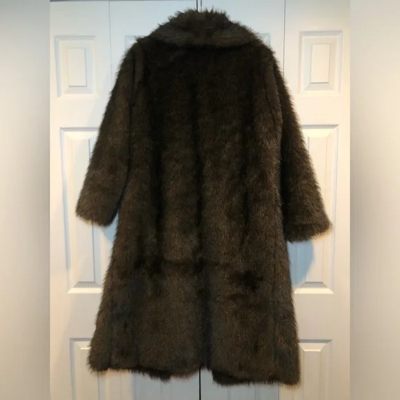 NWOT Women Faux Fur Coat Warm Mid Long Furry Long Sleeve Fluffy Outerwear Shaggy - Picture 9 of 10